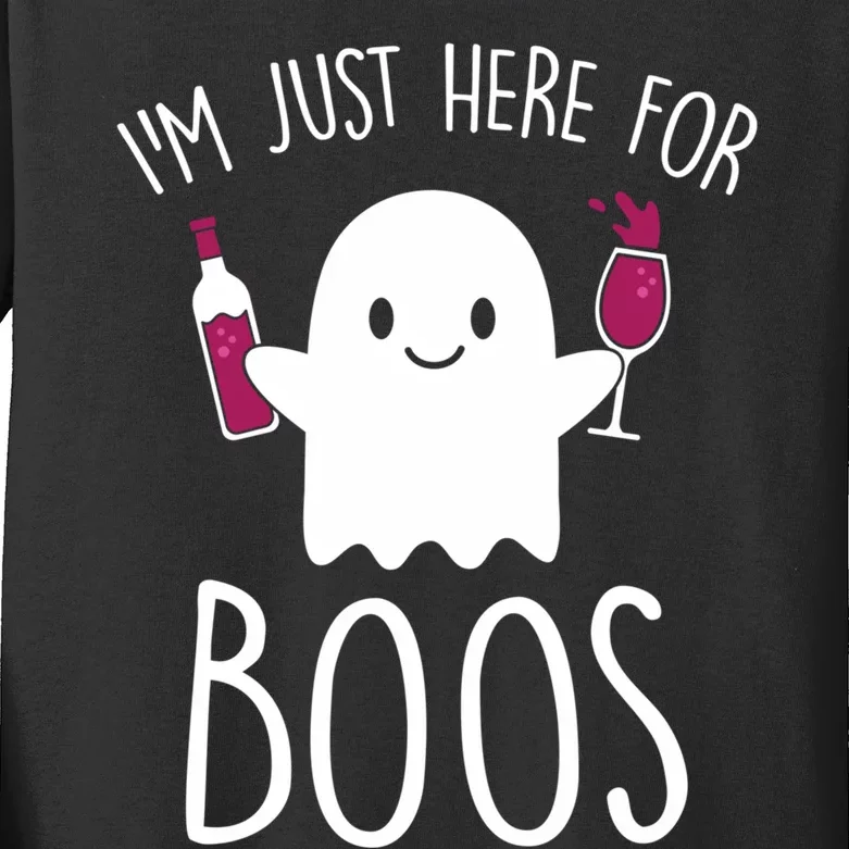 IM Just Here For Boos Funny Halloween Drinking Kids Long Sleeve Shirt