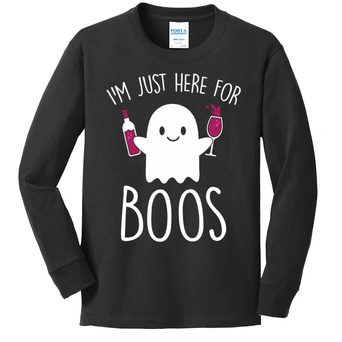 IM Just Here For Boos Funny Halloween Drinking Kids Long Sleeve Shirt