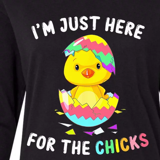 Im Just Here For The Chicks Cute Chick Egg Happy Easter Day Womens Cotton Relaxed Long Sleeve T-Shirt