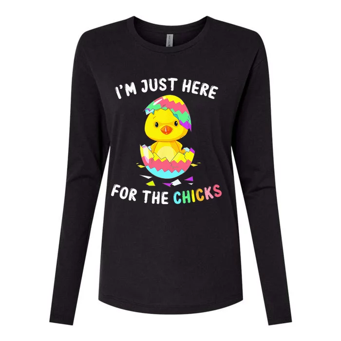 Im Just Here For The Chicks Cute Chick Egg Happy Easter Day Womens Cotton Relaxed Long Sleeve T-Shirt