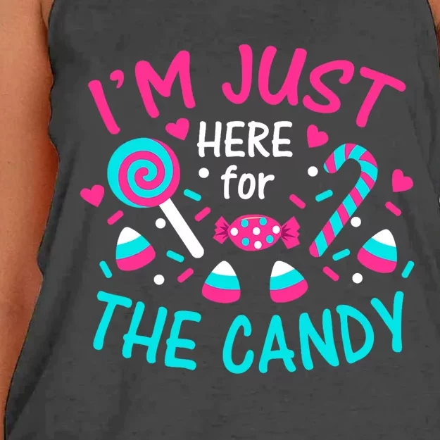 IM Just Here For The Candy Halloween Women's Knotted Racerback Tank