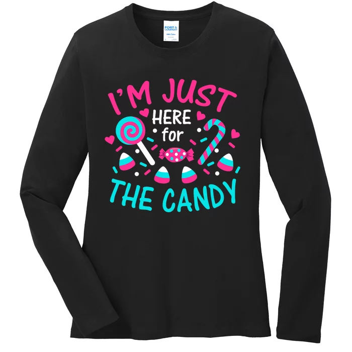 IM Just Here For The Candy Halloween Ladies Long Sleeve Shirt