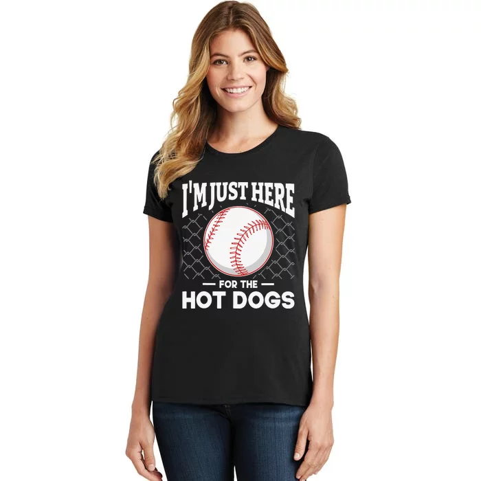 I'm Just Here For The Hot Dogs Summer Baseball Game Hotdog Women's T-Shirt