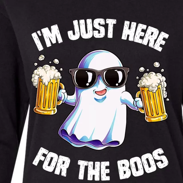 IM Just Here For The Boos Funny Halloween Ghost Womens Cotton Relaxed Long Sleeve T-Shirt