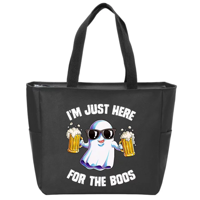 IM Just Here For The Boos Funny Halloween Ghost Zip Tote Bag