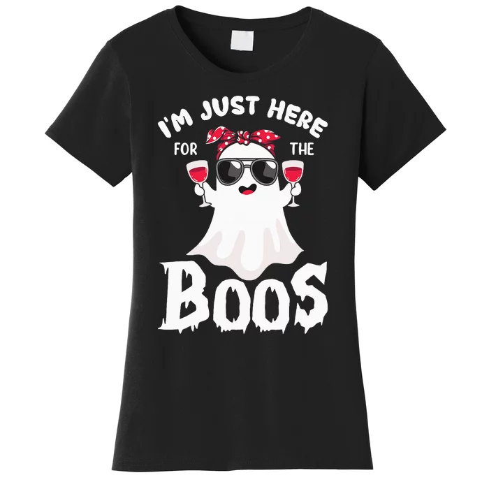 IM Just Here For The Boos Cute Ghost Women Funny Halloween Women's T-Shirt