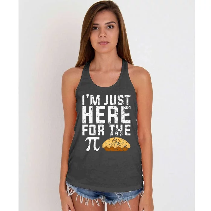 Im Just Here For The Pie Math funny teacher Women's Knotted Racerback Tank