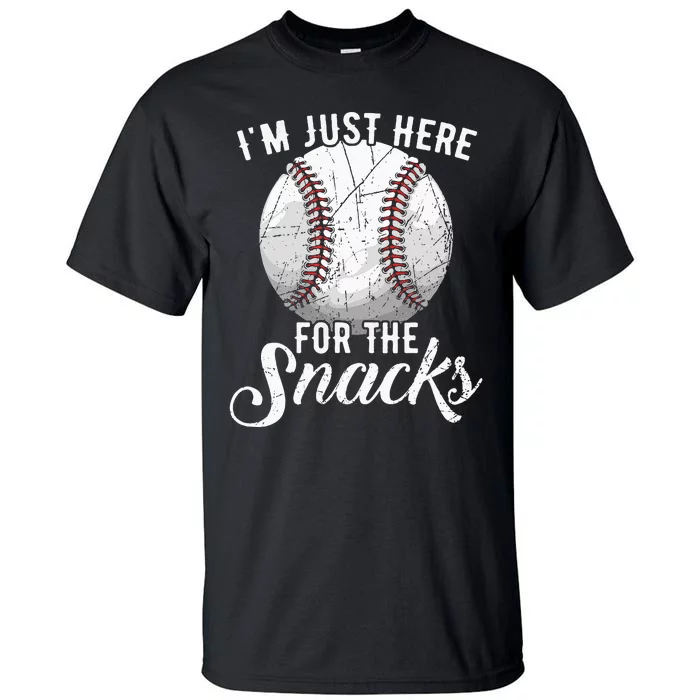 Im Just Here For The Snacks Funny Fantasy Baseball League Tall T-Shirt