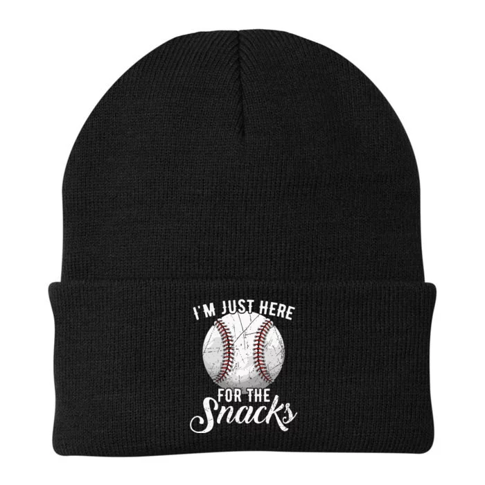 Im Just Here For The Snacks Funny Fantasy Baseball League Knit Cap Winter Beanie