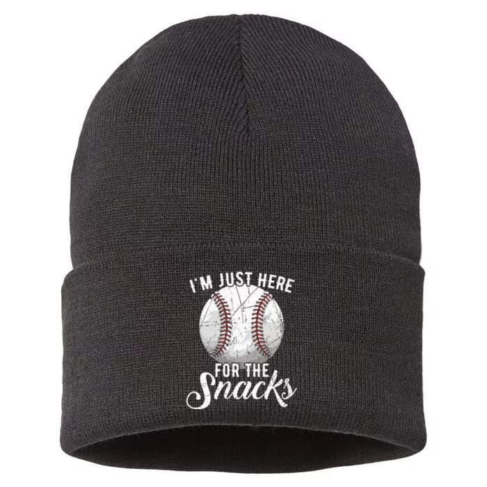 Im Just Here For The Snacks Funny Fantasy Baseball League Sustainable Knit Beanie