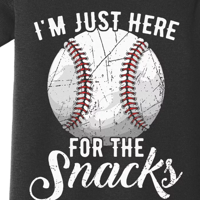 Im Just Here For The Snacks Funny Fantasy Baseball League Baby Bodysuit