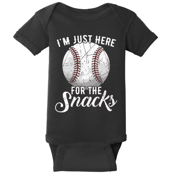 Im Just Here For The Snacks Funny Fantasy Baseball League Baby Bodysuit