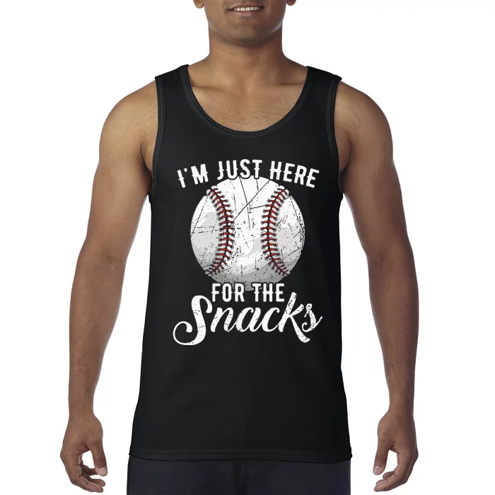 Im Just Here For The Snacks Funny Fantasy Baseball League Tank Top