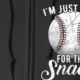 Im Just Here For The Snacks Funny Fantasy Baseball League Full Zip Hoodie