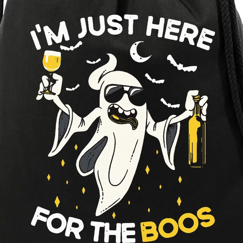 Im Just Here For The Boos Funny Halloween Beer Lovers Drink Drawstring Bag