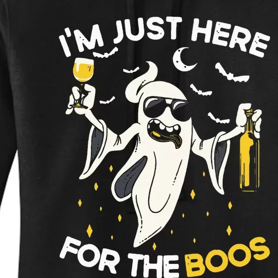 Im Just Here For The Boos Funny Halloween Beer Lovers Drink Women's Pullover Hoodie