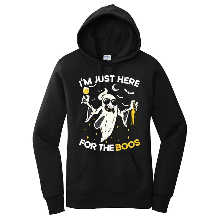 Im Just Here For The Boos Funny Halloween Beer Lovers Drink Women's Pullover Hoodie