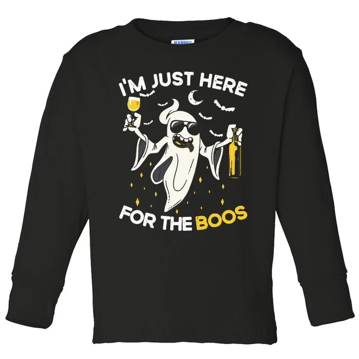 Im Just Here For The Boos Funny Halloween Beer Lovers Drink Toddler Long Sleeve Shirt