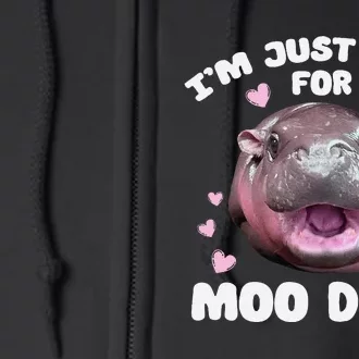 IM Just Here For Moo Deng Cute Baby Hippo Bouncy Souvenir Full Zip Hoodie