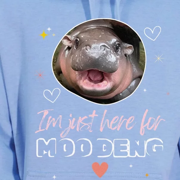 IM Just Here For Moo Deng Bouncy Souvenir Cute Baby Hippo Unisex Surf Hoodie