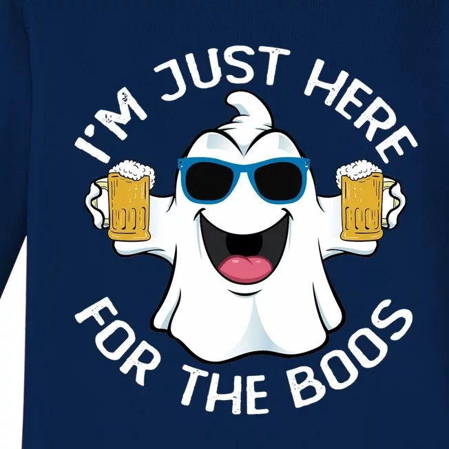 Im Just Here For The Boos Funny Halloween Ghost Cute Gift Baby Long Sleeve Bodysuit