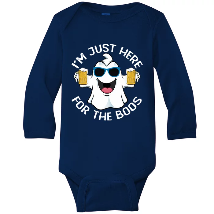 Im Just Here For The Boos Funny Halloween Ghost Cute Gift Baby Long Sleeve Bodysuit