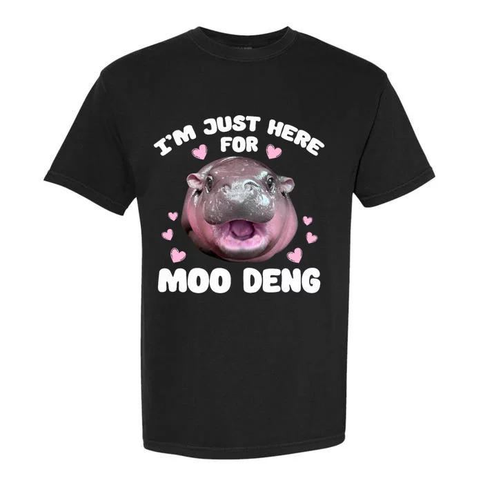 IM Just Here For Moo Deng Cute Baby Hippo Bouncy Souvenir Garment-Dyed Heavyweight T-Shirt