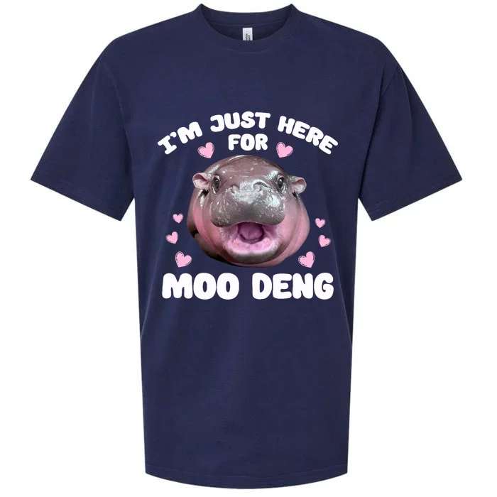 IM Just Here For Moo Deng Cute Baby Hippo Bouncy Souvenir Sueded Cloud Jersey T-Shirt