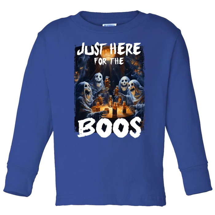 Im Just Here For The Boos Ghost Funny Halloween Toddler Long Sleeve Shirt