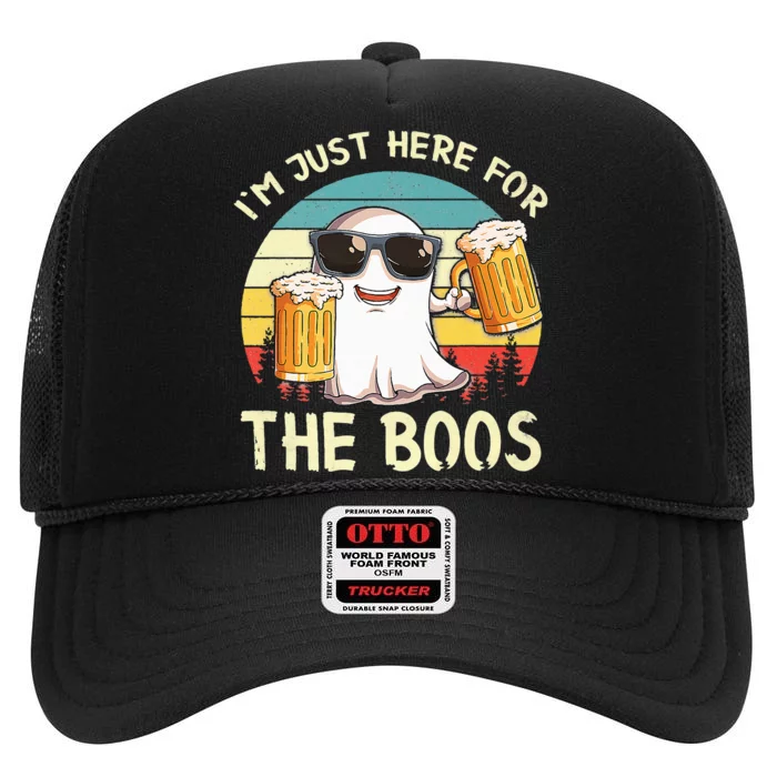 I'm Just Here For The Boos Halloween Beer Lovers High Crown Mesh Trucker Hat