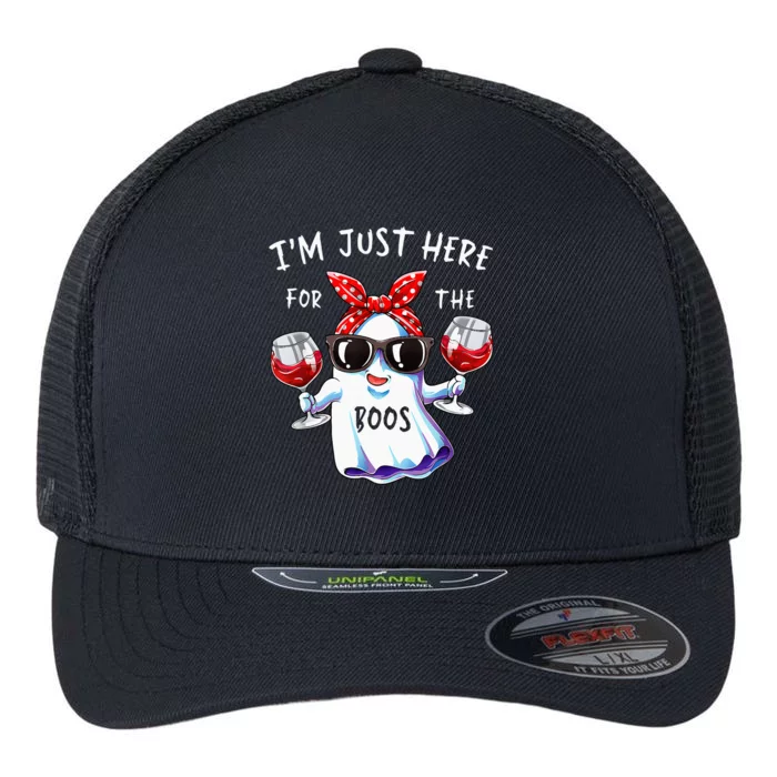 Im Just Here For The Boos Ghost Halloween Funny Novelty Flexfit Unipanel Trucker Cap