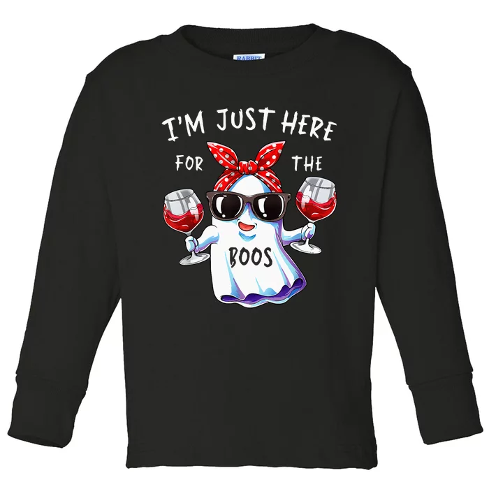 Im Just Here For The Boos Ghost Halloween Funny Novelty Toddler Long Sleeve Shirt