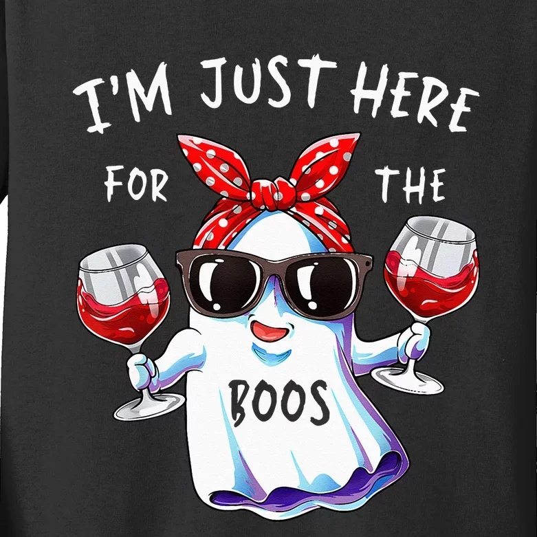 Im Just Here For The Boos Ghost Halloween Funny Novelty Kids Long Sleeve Shirt