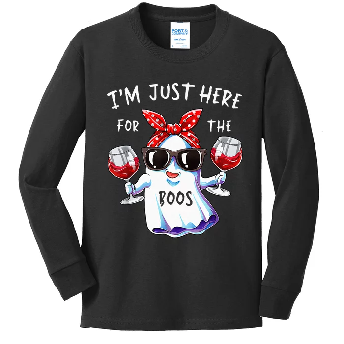 Im Just Here For The Boos Ghost Halloween Funny Novelty Kids Long Sleeve Shirt