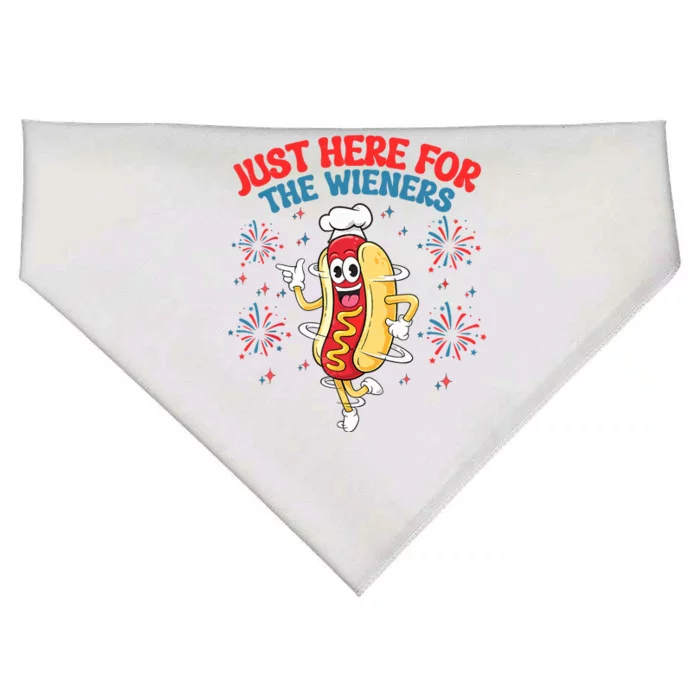 IM Just Here For The Wieners 4th Of July Hot Dog USA-Made Doggie Bandana