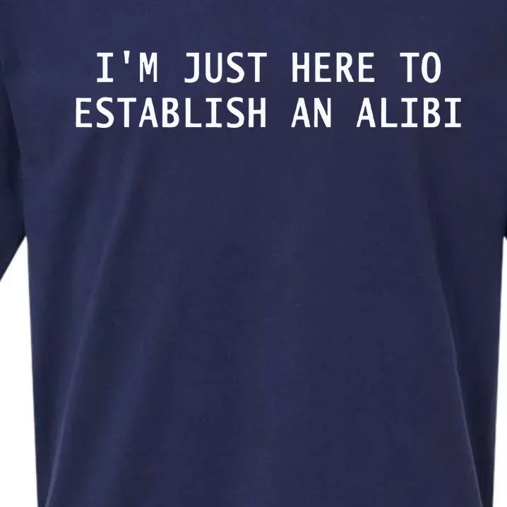 IM Just Here To Establish An Alibi Funny Sueded Cloud Jersey T-Shirt