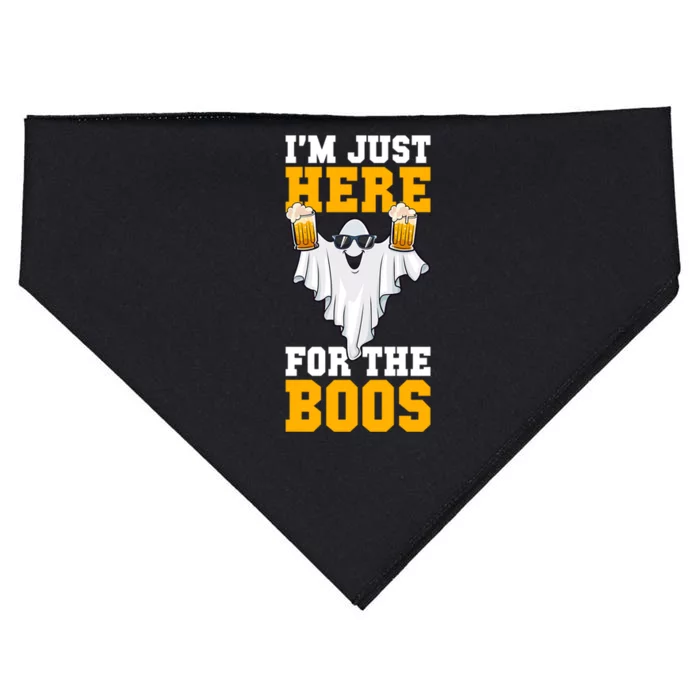 Im Just Here For The Boos Funny Halloween Ghost Gift USA-Made Doggie Bandana