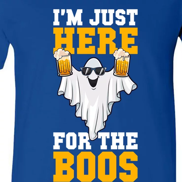 Im Just Here For The Boos Funny Halloween Ghost Gift V-Neck T-Shirt