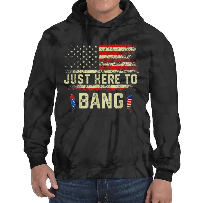 Im Just Here To Bang Funny 4th Of July Independence Day Tie Dye Hoodie