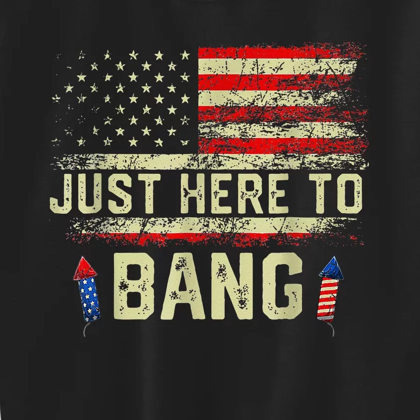 Im Just Here To Bang Funny 4th Of July Independence Day Kids Sweatshirt