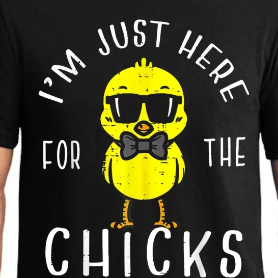 Im Just Here For The Chicks Cute Funny Easter Day Pajama Set