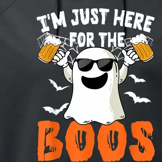 IM Just Here For The Boos Cute Ghost Halloween Costume Performance Fleece Hoodie