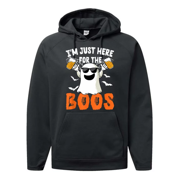 IM Just Here For The Boos Cute Ghost Halloween Costume Performance Fleece Hoodie