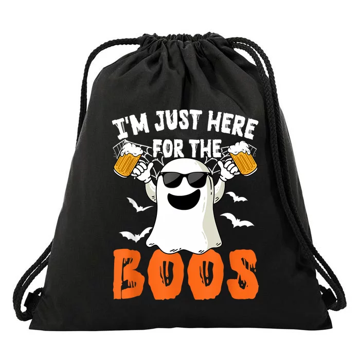 IM Just Here For The Boos Cute Ghost Halloween Costume Drawstring Bag