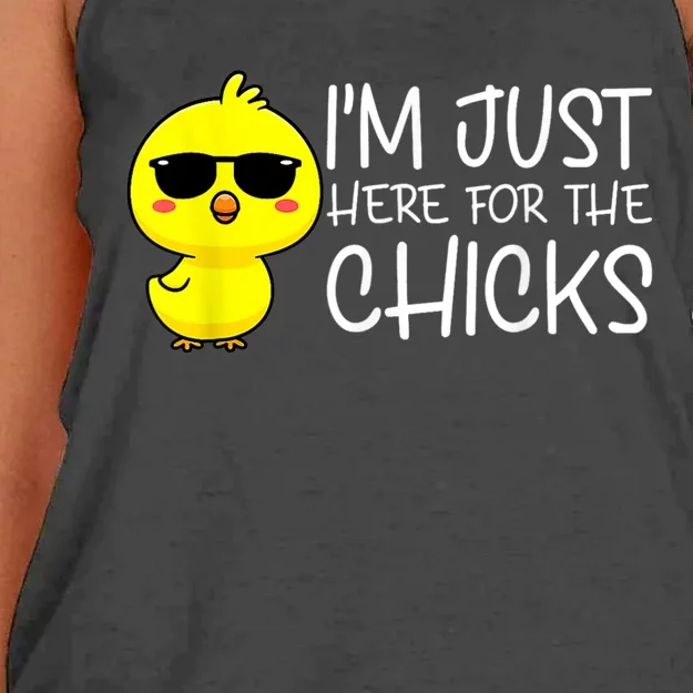 Im Just Here For The Chicks Cute Funny Easter Day Women's Knotted Racerback Tank