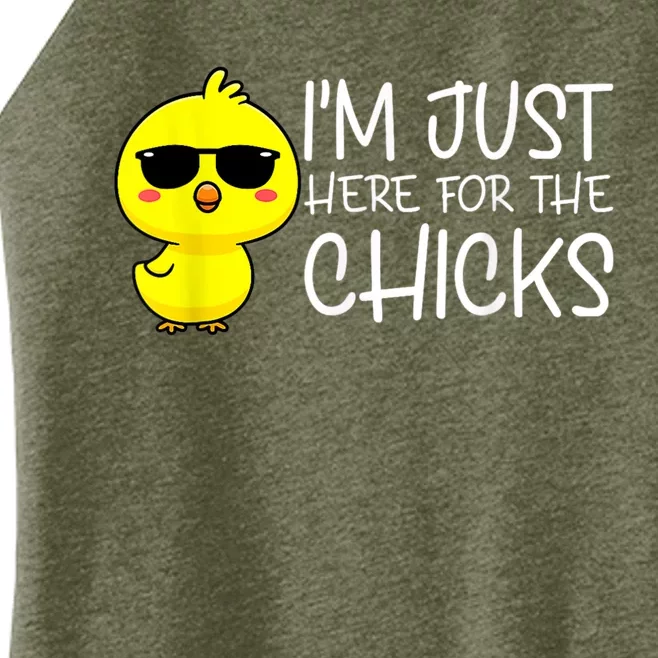 Im Just Here For The Chicks Cute Funny Easter Day Women’s Perfect Tri Rocker Tank