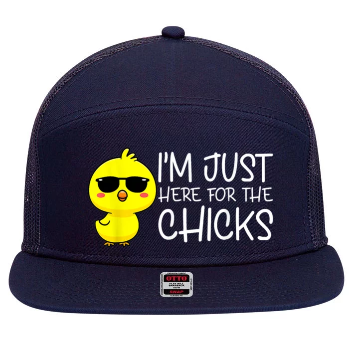 Im Just Here For The Chicks Cute Funny Easter Day 7 Panel Mesh Trucker Snapback Hat