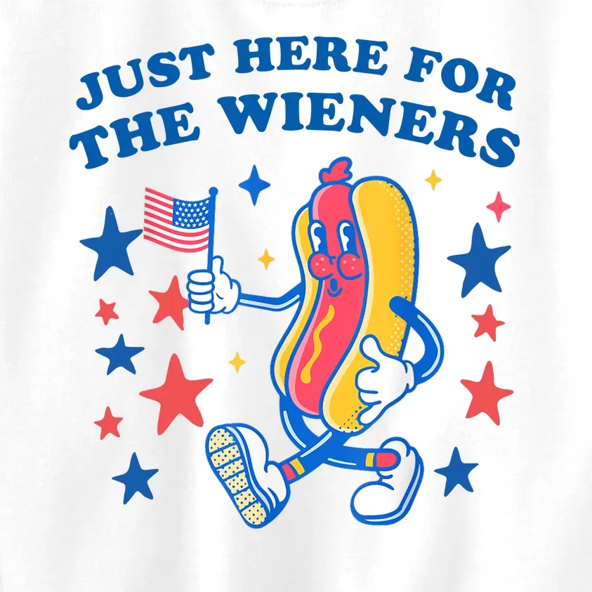 Im Just Here For The Wieners Funny 4th Of July Kids Sweatshirt