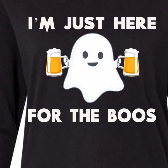 IM Just Here For The Boos Hoodie Funny Halloween Beer Womens Cotton Relaxed Long Sleeve T-Shirt