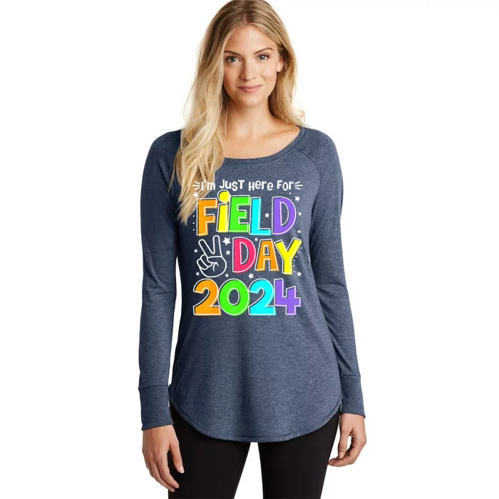 IM Just Here For Field Day Orange Yellow Red Blue Teacher Women's Perfect Tri Tunic Long Sleeve Shirt